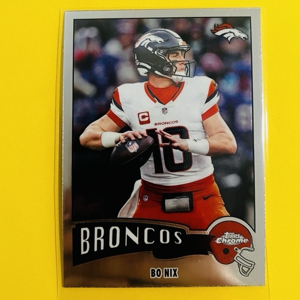 2025 Topps Chrome Football NFL Bo Nix 1975 Insert #1975-11 Refractor Broncos RC